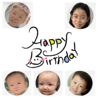 ５人のお子様の笑顔でお誕生日をお祝いする気持ちがきっと伝わる、ステキなオリジナルラベルです♫スナップリカー